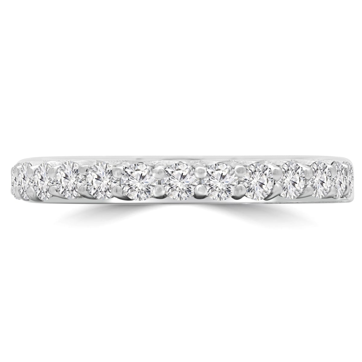 0.8 CTW Round Diamond 0.75 Way Shared-Prong Semi-Eternity Anniversary Wedding Band Ring in 14K White Gold - Size 6.5