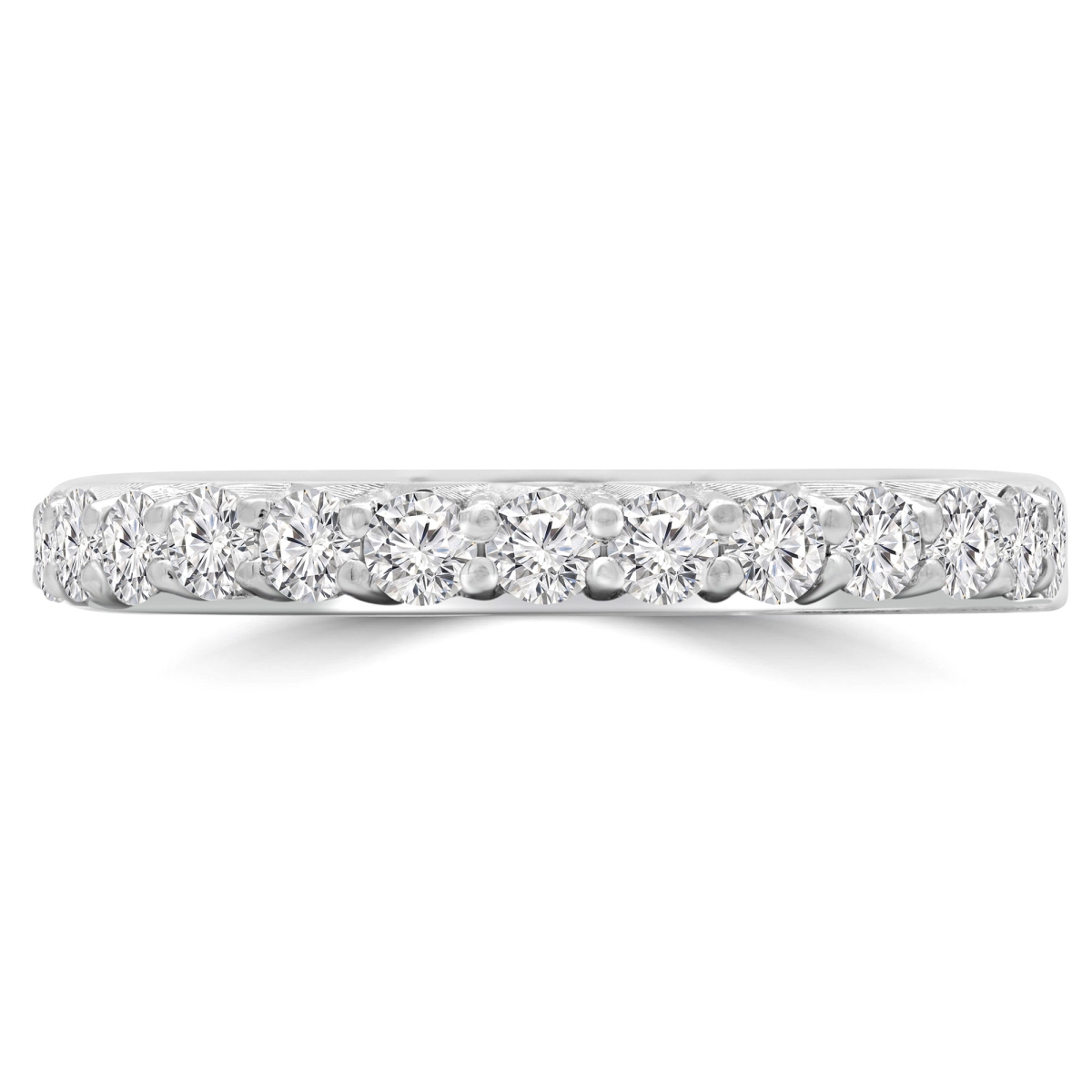 0.8 CTW Round Diamond 0.75 Way Shared-Prong Semi-Eternity Anniversary Wedding Band Ring in 14K White Gold - Size 7