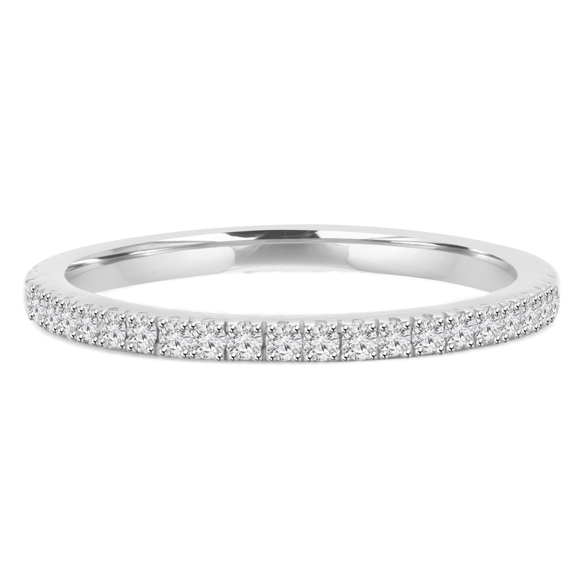 MD230298-4.5 0.2 CTW Round Diamond 0.75 Way Semi-Eternity Anniversary Wedding Band Ring in 14K White Gold - Size 4.5