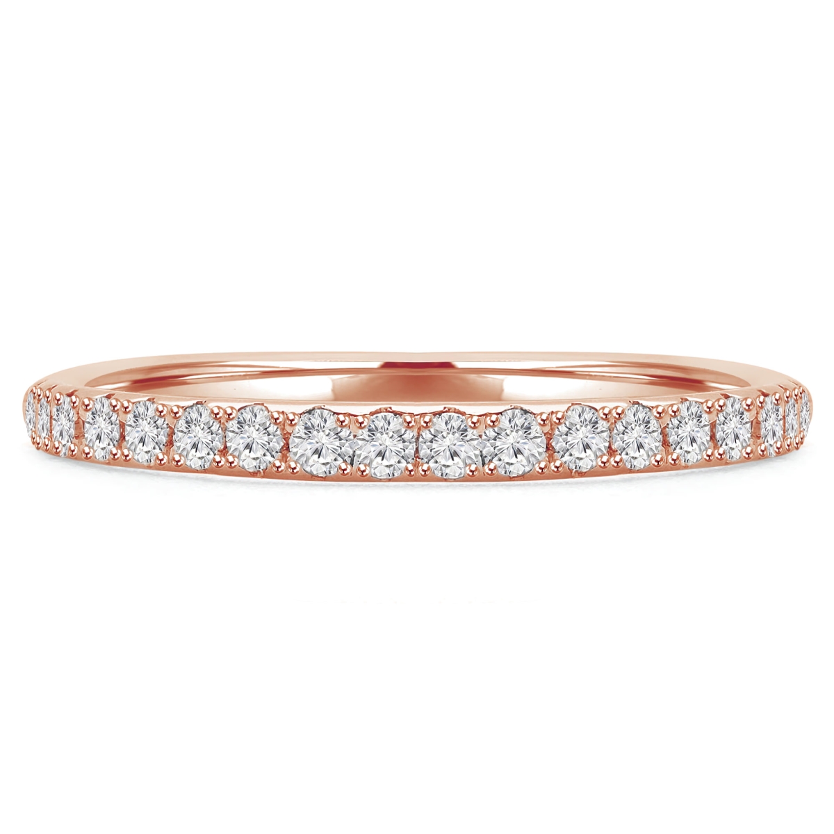 0.2 CTW Round Diamond Semi-Eternity Anniversary Wedding Band Ring in 14K Rose Gold - Size 3.5