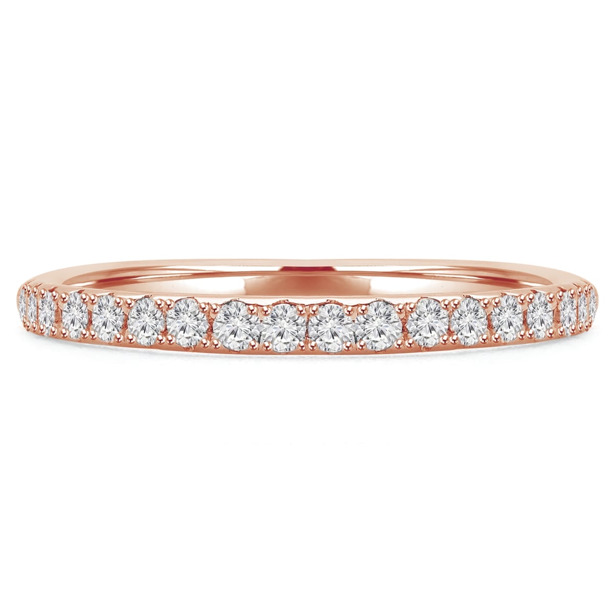 0.2 CTW Round Diamond Semi-Eternity Anniversary Wedding Band Ring in 14K Rose Gold - Size 4