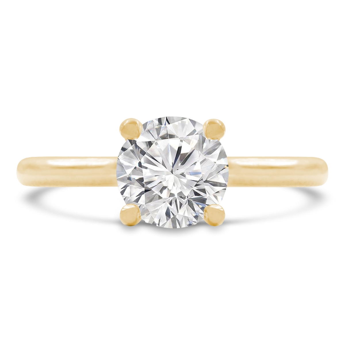 2.05 CT Round Diamond 4-Prong Solitaire Engagement Ring in 18K Yellow Gold - Size 7
