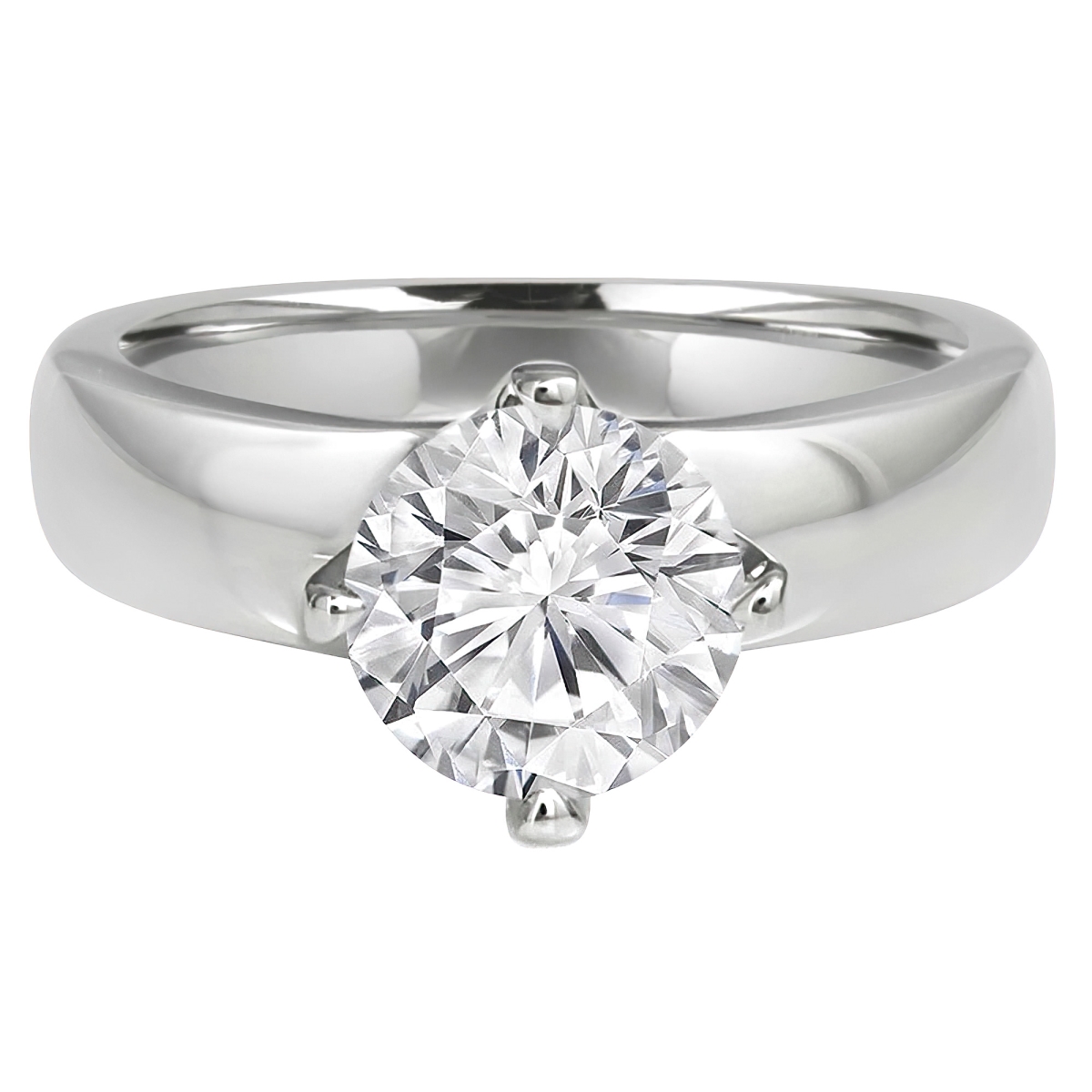 MD240064-8 1.5 CT Round Lab Created Diamond 4-Prong Solitaire Engagement Ring in 14K White Gold - Size 8
