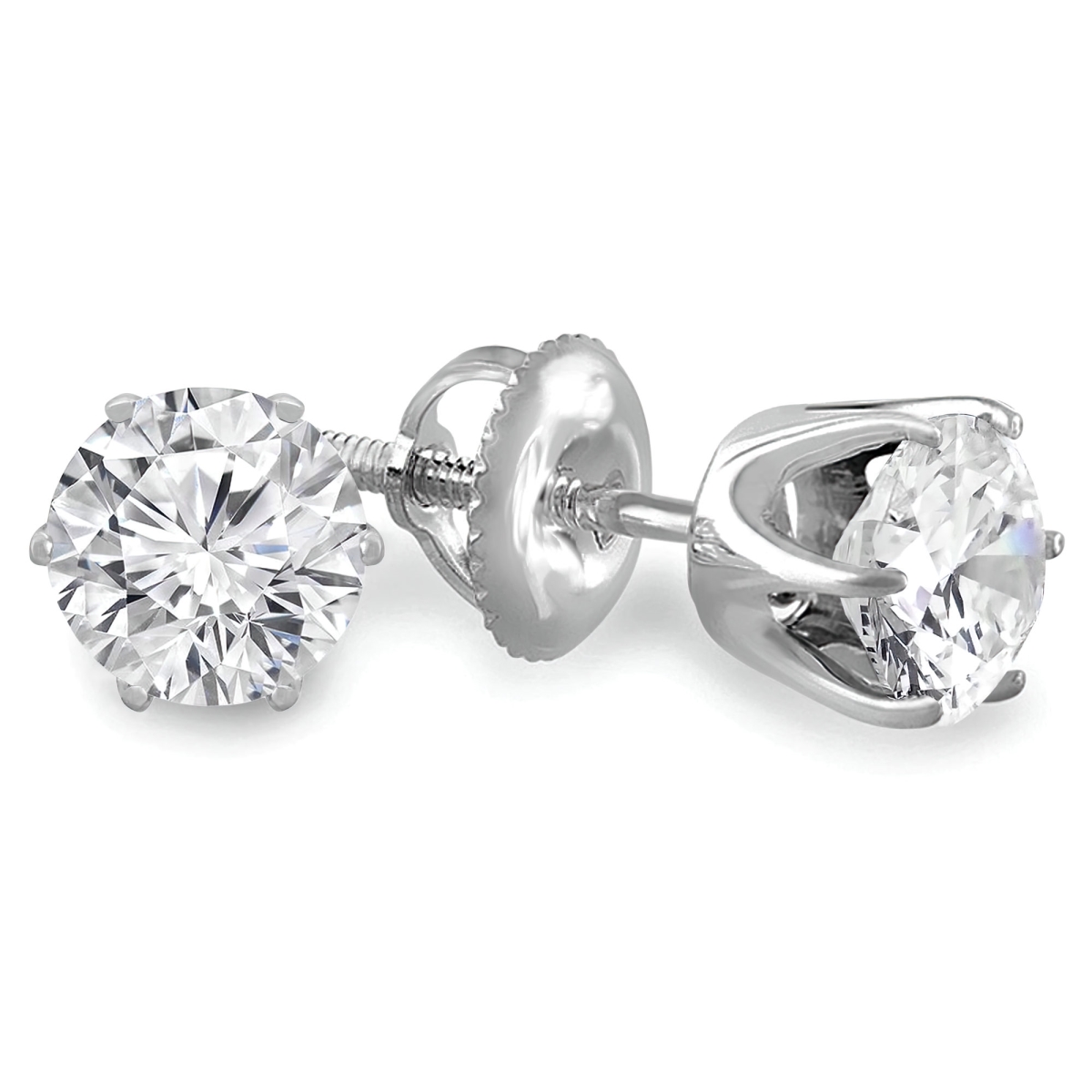 0.25 CTW Round Diamond 4-Prong Stud Earrings in 14K White Gold