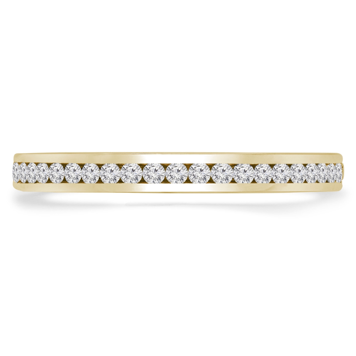 0.25 CTW Round Diamond 0.75 Way Channel Set Semi-Eternity Anniversary Wedding Band Ring in 14K Yellow Gold - Size 5