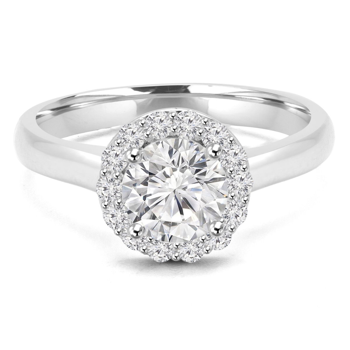 MD240149-4.5 0.75 CTW Round Diamond Open Bridge Cathedral Halo Engagement Ring in 14K White Gold - Size 4.5