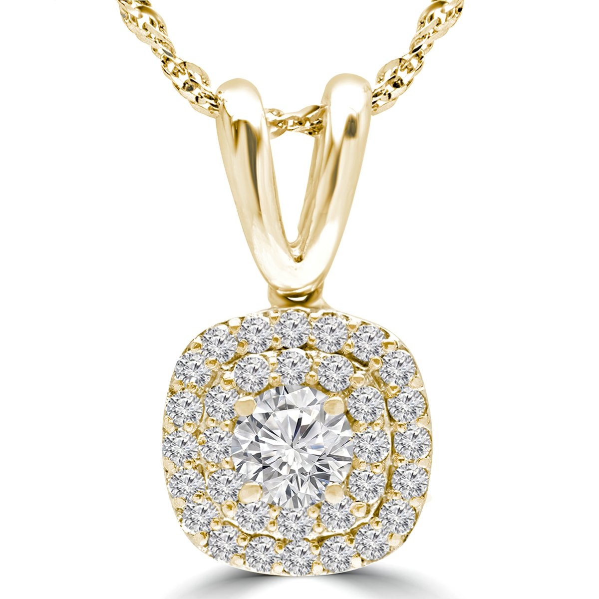 Picture of Majesty Diamonds MD240027 0.6 CTW Round Diamond Double Cushion Halo Pendant Necklace in 14K Yellow Gold