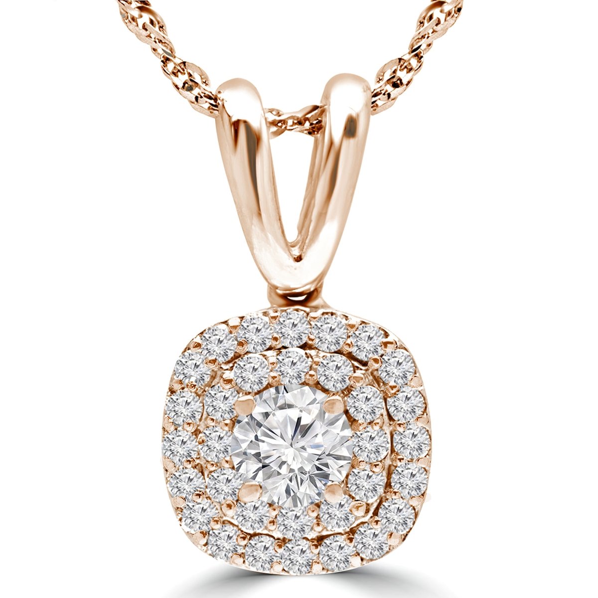 Picture of Majesty Diamonds MD240030 0.5 CTW Round Diamond Double Cushion Halo Pendant Necklace in 14K Rose Gold