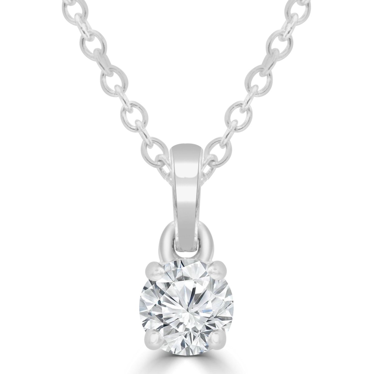 Picture of Majesty Diamonds MD240035 0.25 CT Round Diamond Solitaire Pendant Necklace in 14K White Gold
