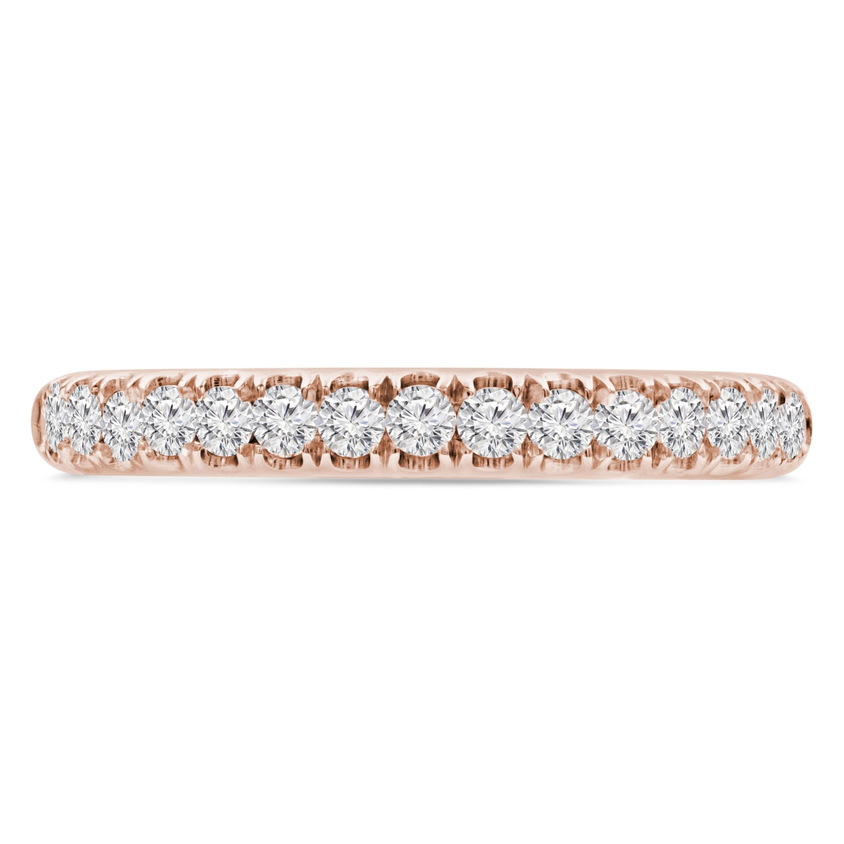 0.33 CTW Round Diamond Semi-Eternity Anniversary Wedding Band Ring in 14K Rose Gold - Size 6.5