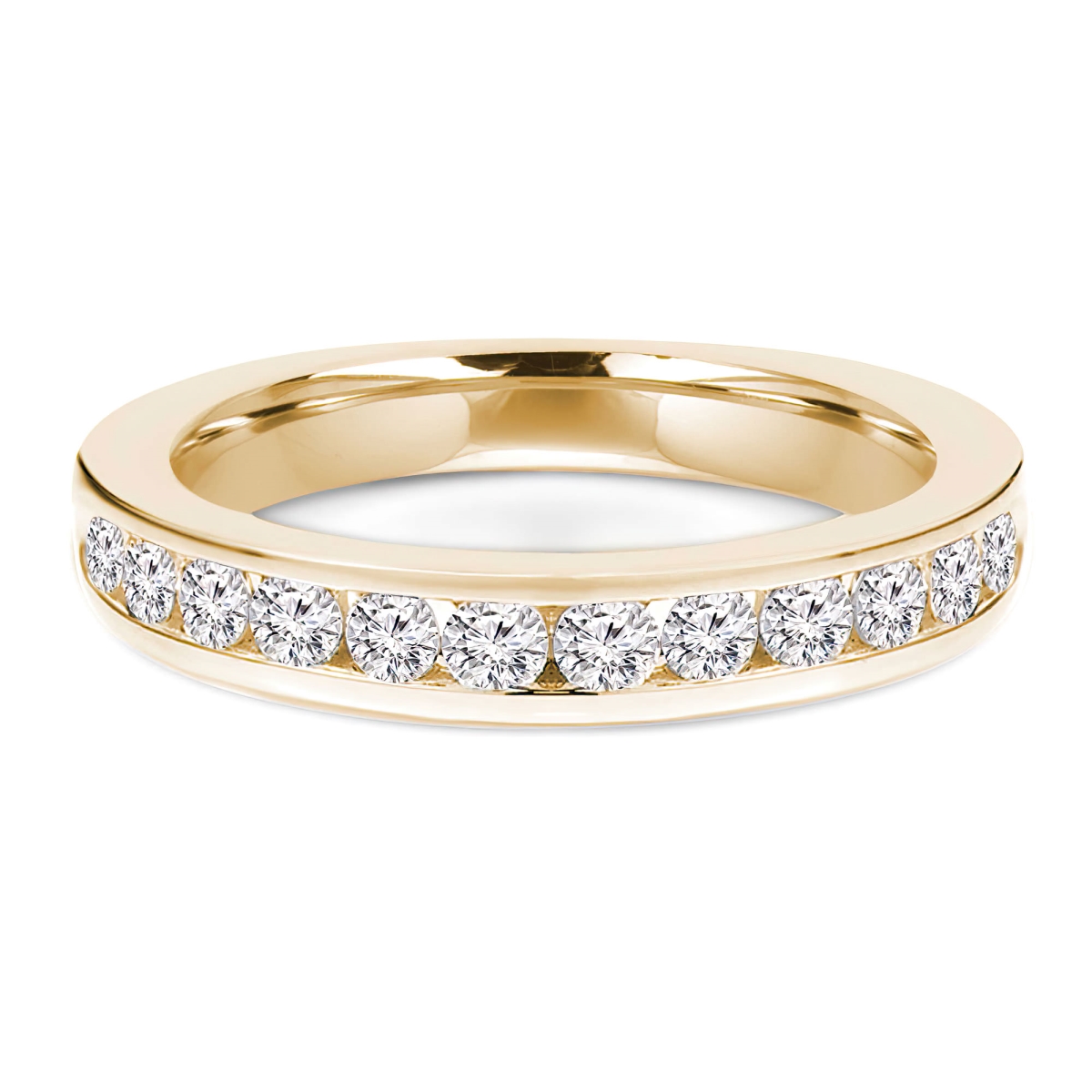 0.38 CTW Round Diamond 0.75 Way Channel Set Semi-Eternity Anniversary Wedding Band Ring in 14K Yellow Gold - Size 8