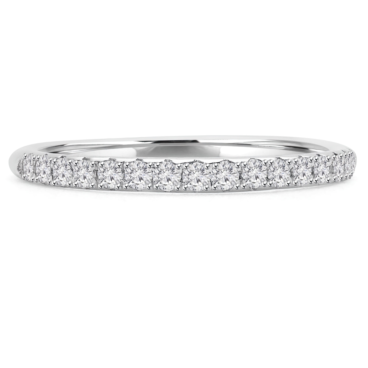 0.2 CTW Round Diamond Semi-Eternity Anniversary Wedding Band Ring in 14K White Gold - Size 9