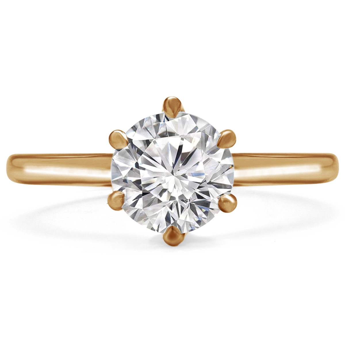 MD240100-9 0.33 CT Round Lab Created Diamond 6-Prong Solitaire Engagement Ring in 14K Yellow Gold - Size 9