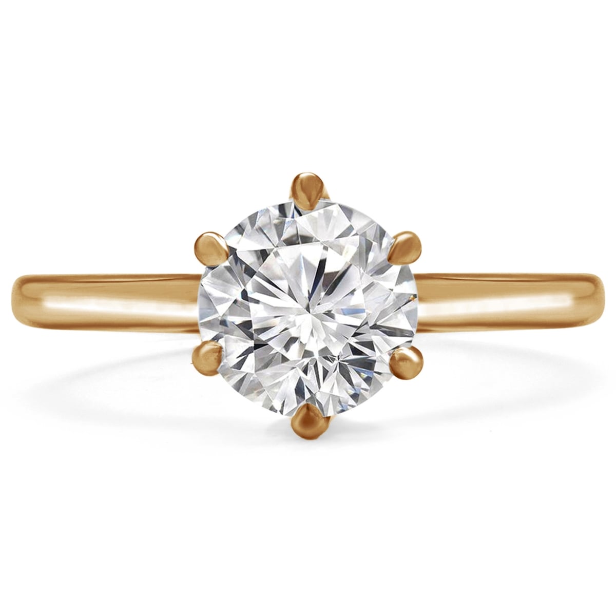 MD240101-3.5 0.33 CT Round Lab Created Diamond 6-Prong Solitaire Engagement Ring in 14K Yellow Gold - Size 3.5
