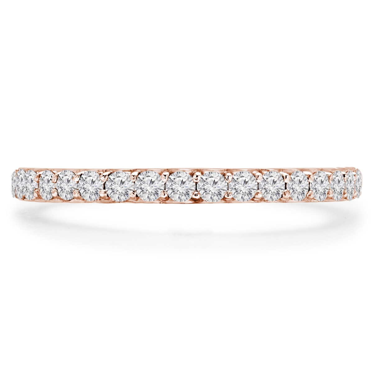 0.5 CTW Round Diamond 0.75 Way Semi-Eternity Anniversary Wedding Band Ring in 14K Rose Gold - Size 4.5