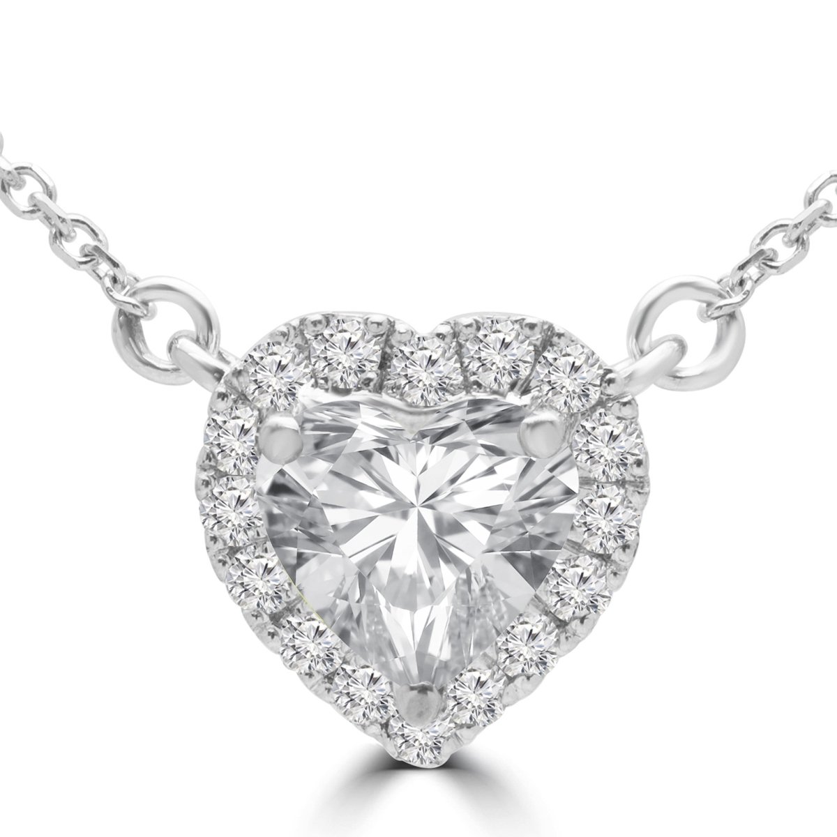 Picture of Majesty Diamonds MD240211 1.8 CTW Heart Diamond Halo Heart Necklace in 14K White Gold