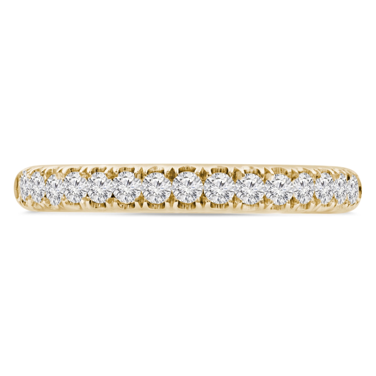 MD230292-7.5 0.33 CTW Round Diamond Semi-Eternity Anniversary Wedding Band Ring in 14K Yellow Gold - Size 7.5