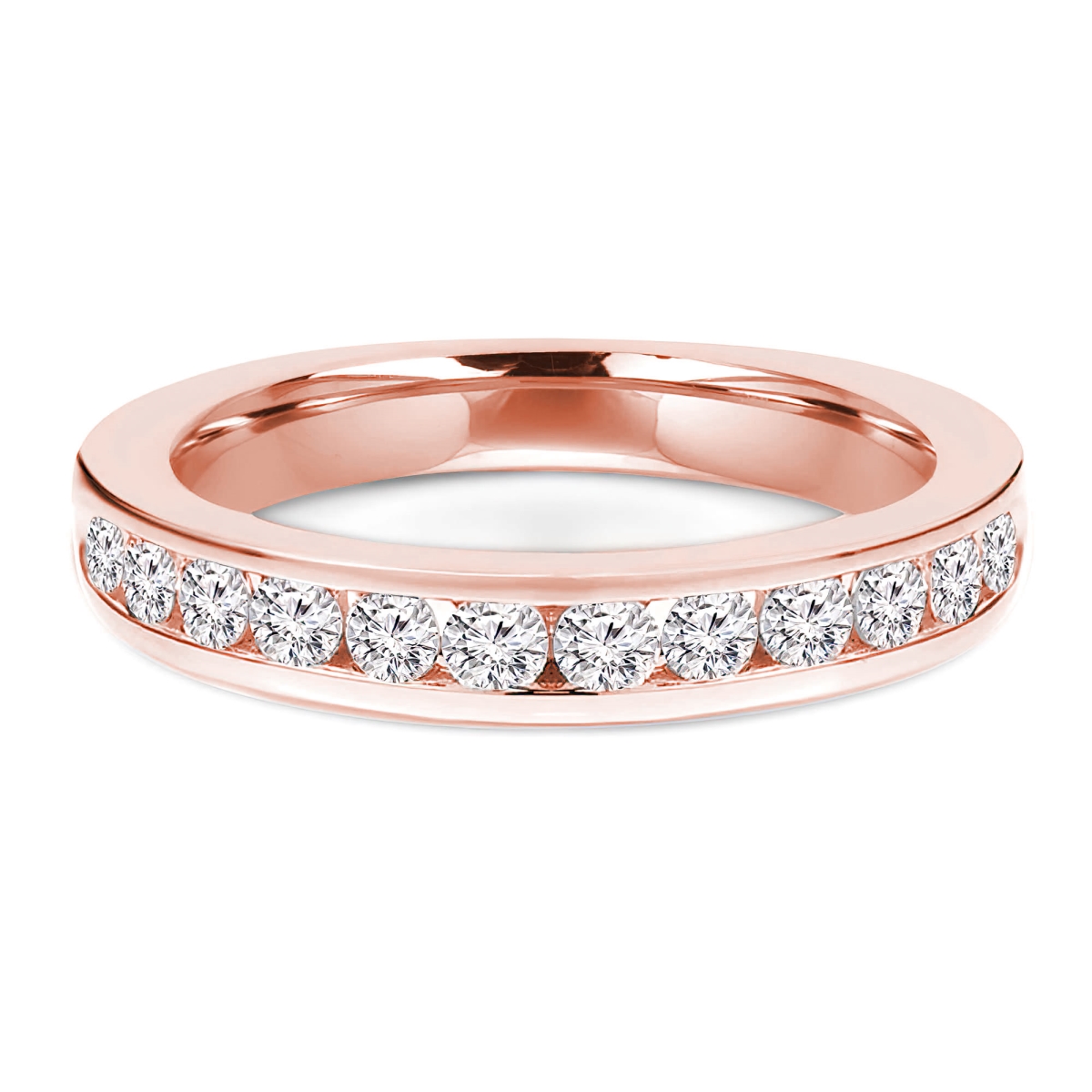 0.38 CTW Round Diamond 0.75 Way Channel Set Semi-Eternity Anniversary Wedding Band Ring in 14K Rose Gold - Size 8