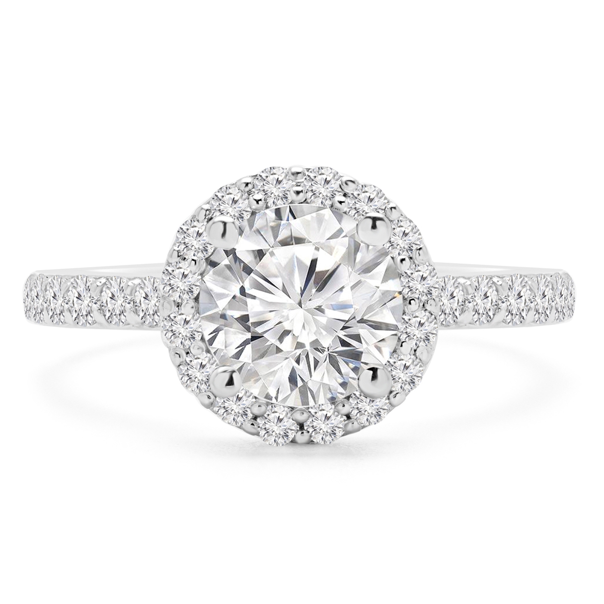 1.75 CTW Round Lab Created Diamond Open Bridge Cathedral Halo Engagement Ring in 14K White Gold - Size 6.5