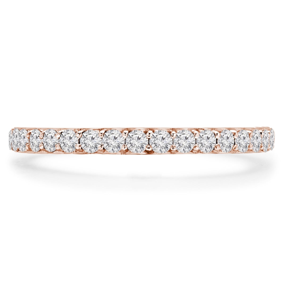0.5 CTW Round Diamond 0.75 Way Semi-Eternity Anniversary Wedding Band Ring in 14K Rose Gold - Size 7.5