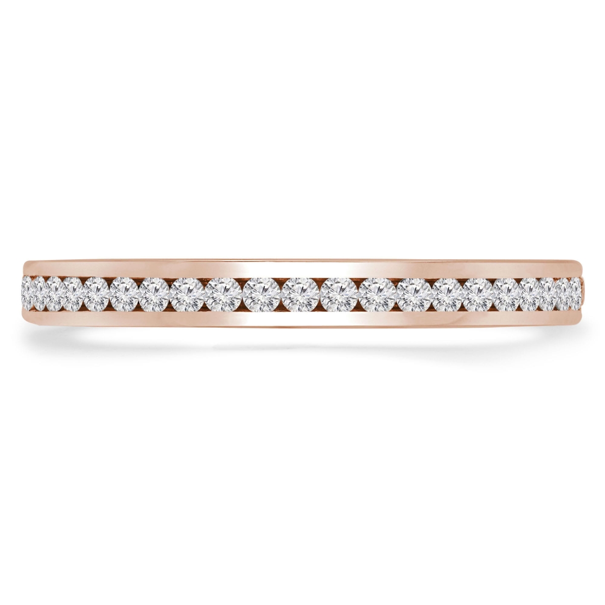 MD250049-7.5 0.2 CTW Round Lab Created Diamond Channel Set Semi-Eternity Anniversary Wedding Band Ring - 14K Rose Gold - Size 7.5