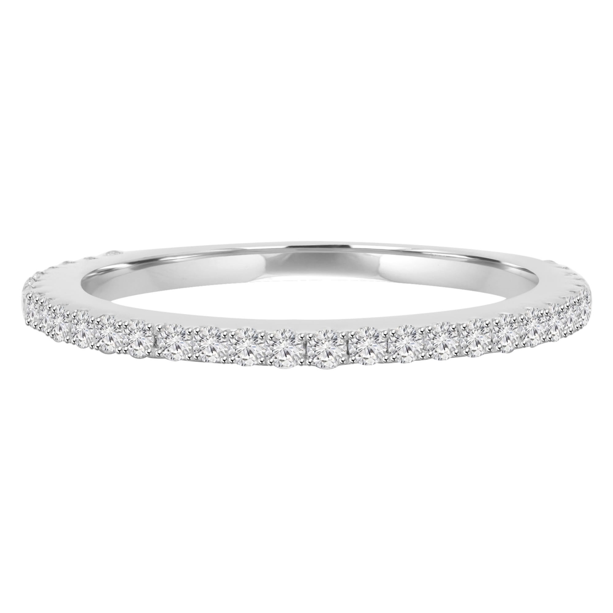 MD250053-4.5 0.33 CTW Round Lab Created Diamond 3 by 4 Way Semi-Eternity Anniversary Wedding Band Ring - 14K White Gold - Size 4.5