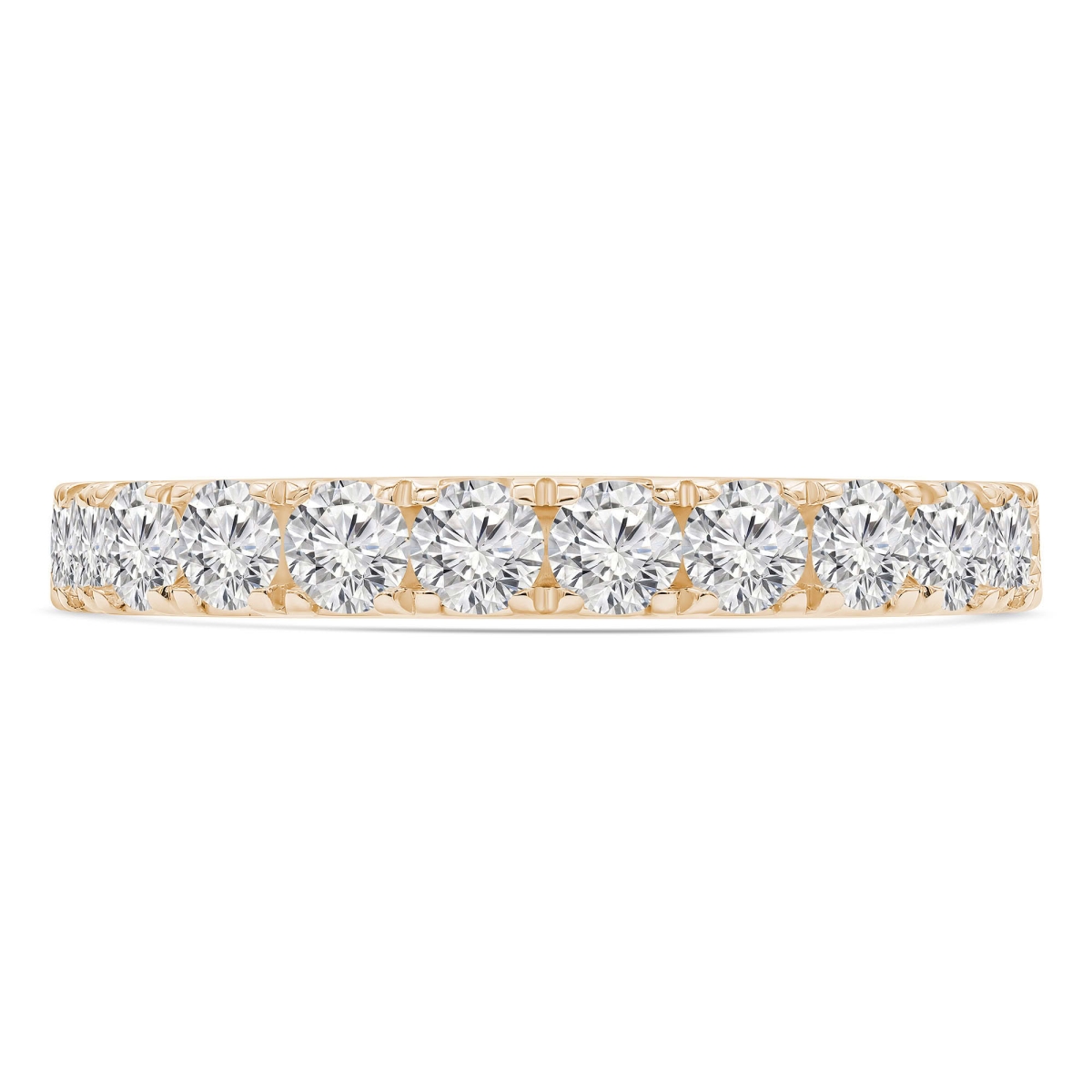MD250056-P 1.25 CTW Round Lab Created Diamond 3 by 4 Way Semi-Eternity Anniversary Wedding Band Ring - 14K Yellow Gold - Size 4 to 9