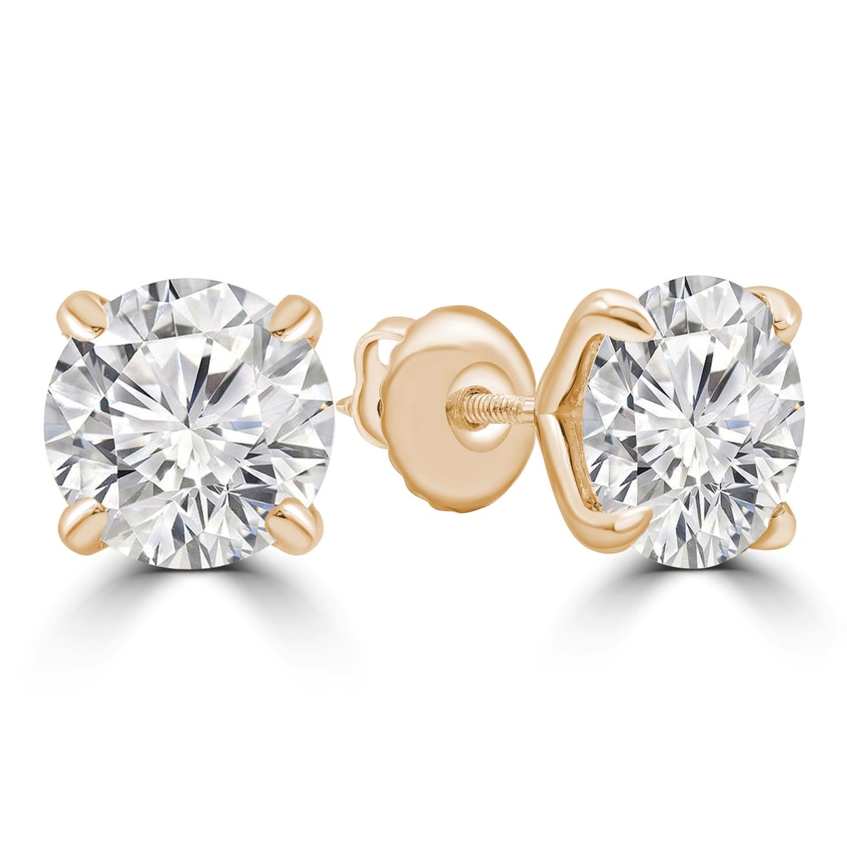 MD240415 0.75 CTW Round Lab Created Diamond 14K Yellow Gold 4-Prong Stud Earrings