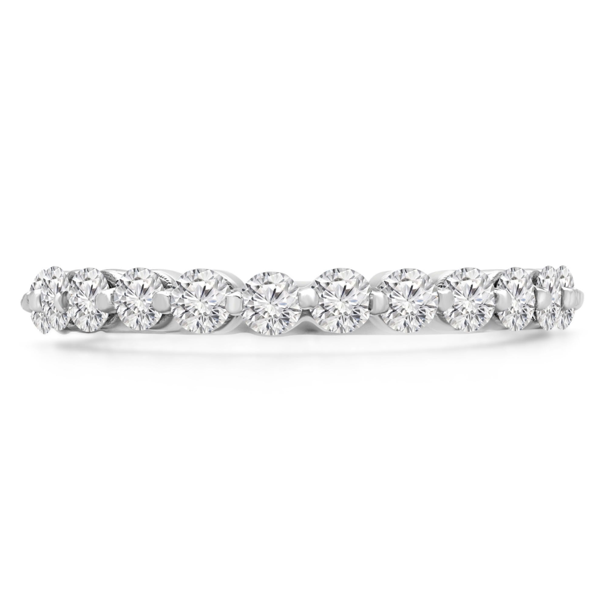 MD240423-3 0.9 CTW Round Diamond Shared Prong Semi-Eternity Anniversary Wedding Band Ring - 14K White Gold - Size 3