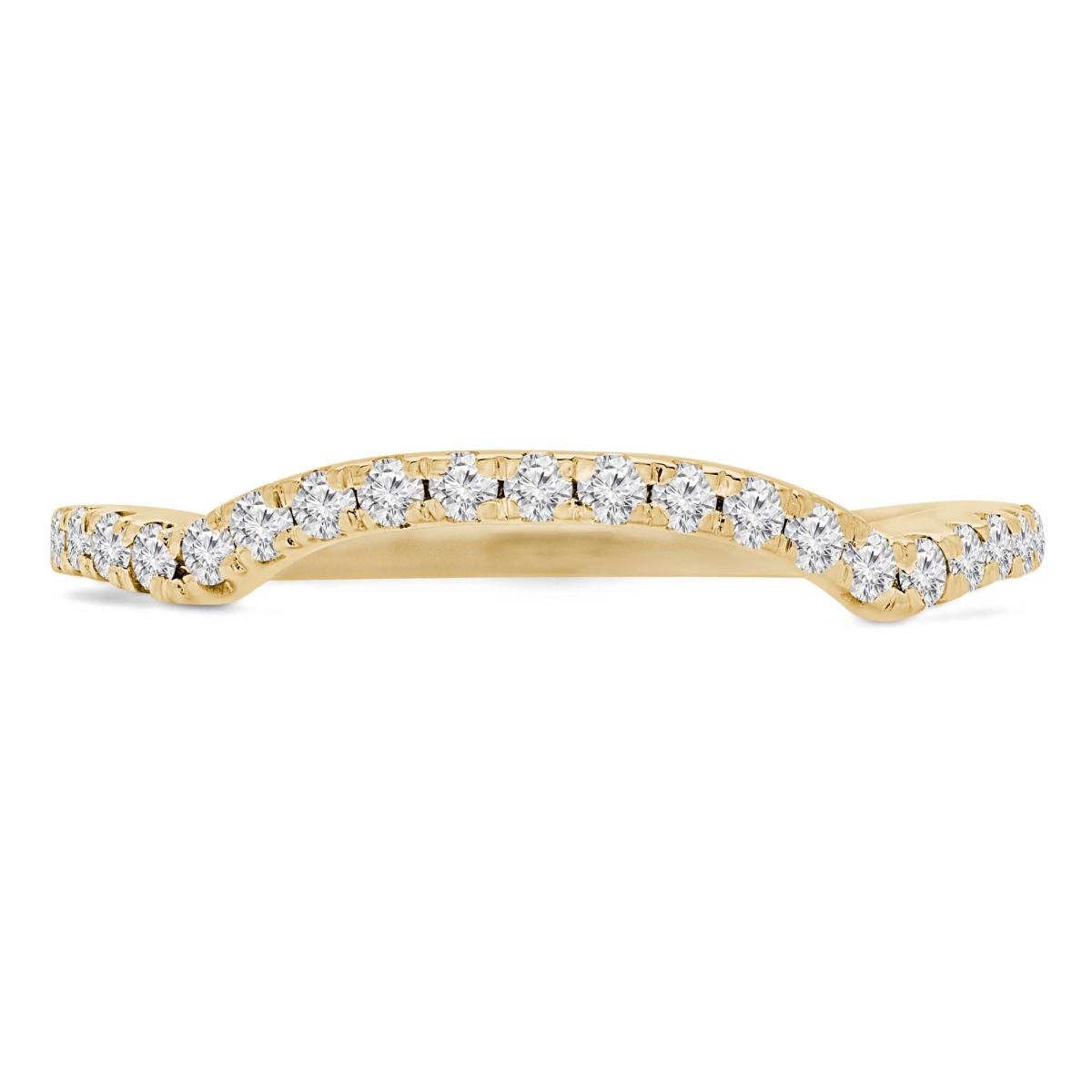 MD250061-4.5 0.25 CTW Round Lab Created Diamond Curved Semi-Eternity Anniversary Wedding Band Ring - 14K Yellow Gold - Size 4.5