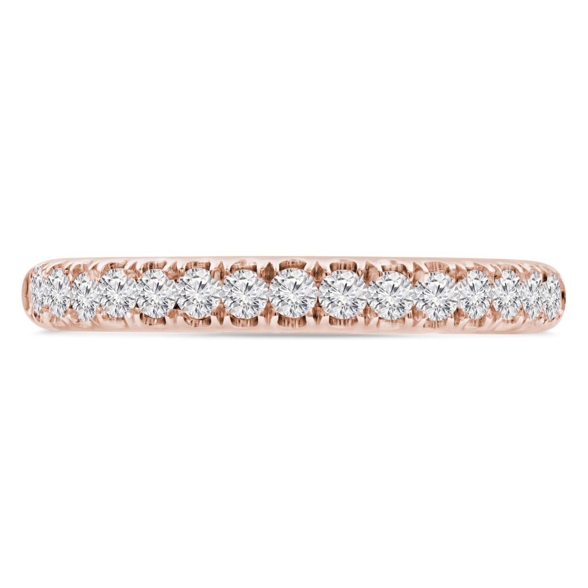 MD250059-3 0.37 CTW Round Lab Created Diamond 3 by 4 Way Semi-Eternity Anniversary Wedding Band Ring - 14K Rose Gold - Size 3