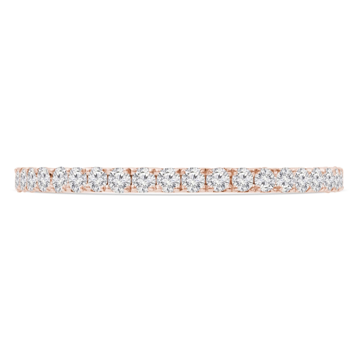 MD250067-6.5 0.2 CTW Round Lab Created Diamond 3 by 4 Way Semi-Eternity Anniversary Wedding Band Ring - 14K Rose Gold - Size 6.5