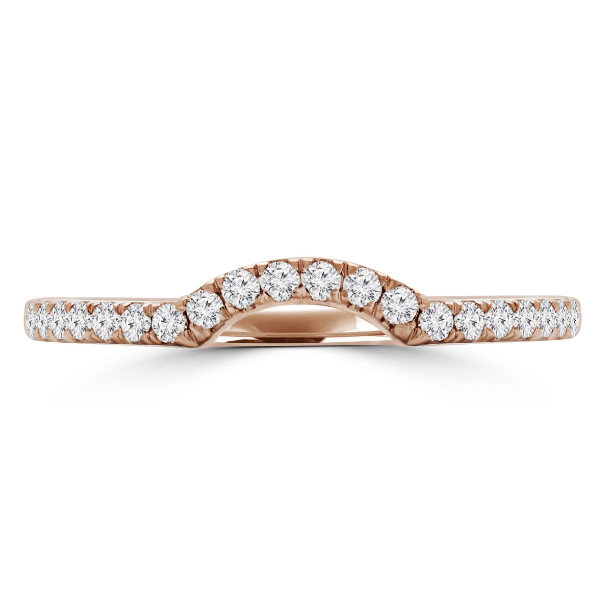 MD250054-3.5 0.2 CTW Round Lab Created Diamond Curved Semi-Eternity Anniversary Wedding Band Ring - 14K Rose Gold - Size 3.5