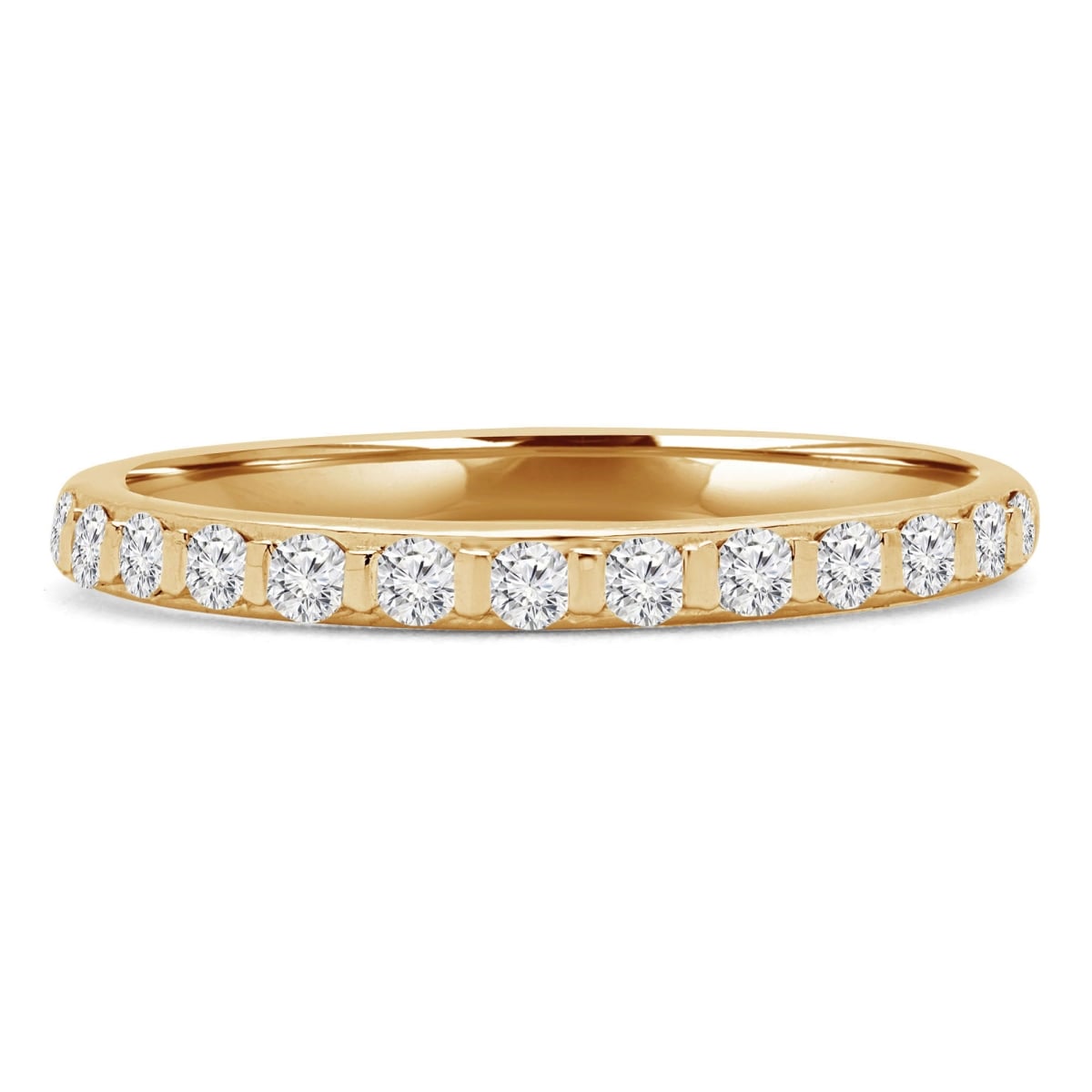 MD250148-9 0.25 CTW Round Lab Created Diamond Shared-Prong Semi-Eternity Anniversary Wedding Band Ring - 14K Yellow Gold - Size 9