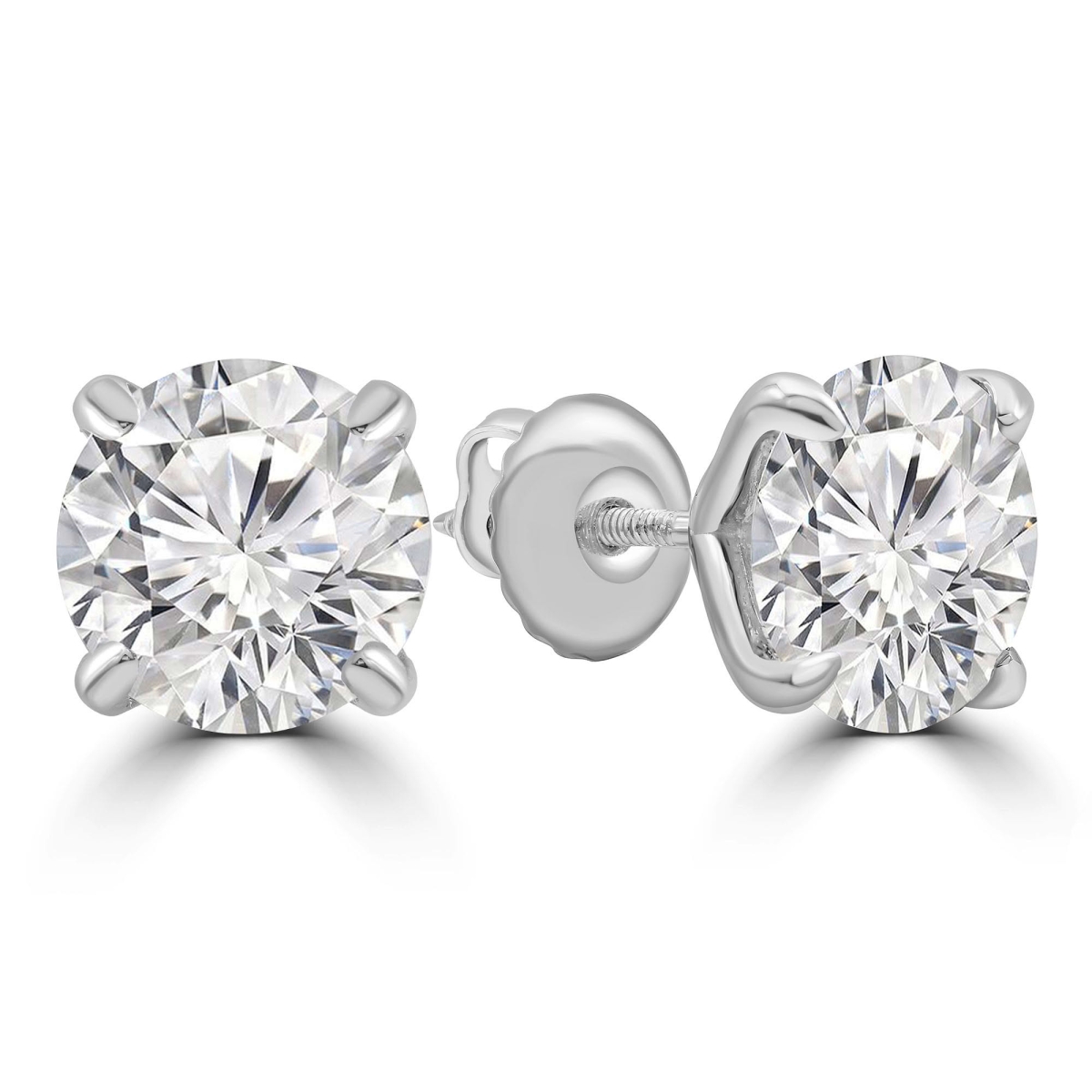 MD250088 2.16 CTW Round Lab Created Diamond 4-Prong 14K White Gold Stud Earrings