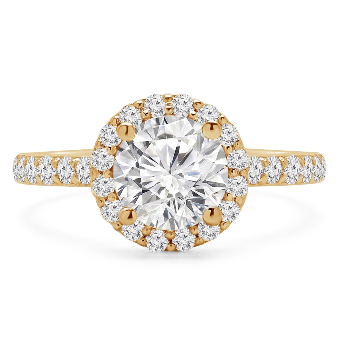 MD240465-5 1.75 CTW Round Lab Created Diamond Cathedral Open Bridge Halo Engagement Ring - 14K Yellow Gold - Size 5