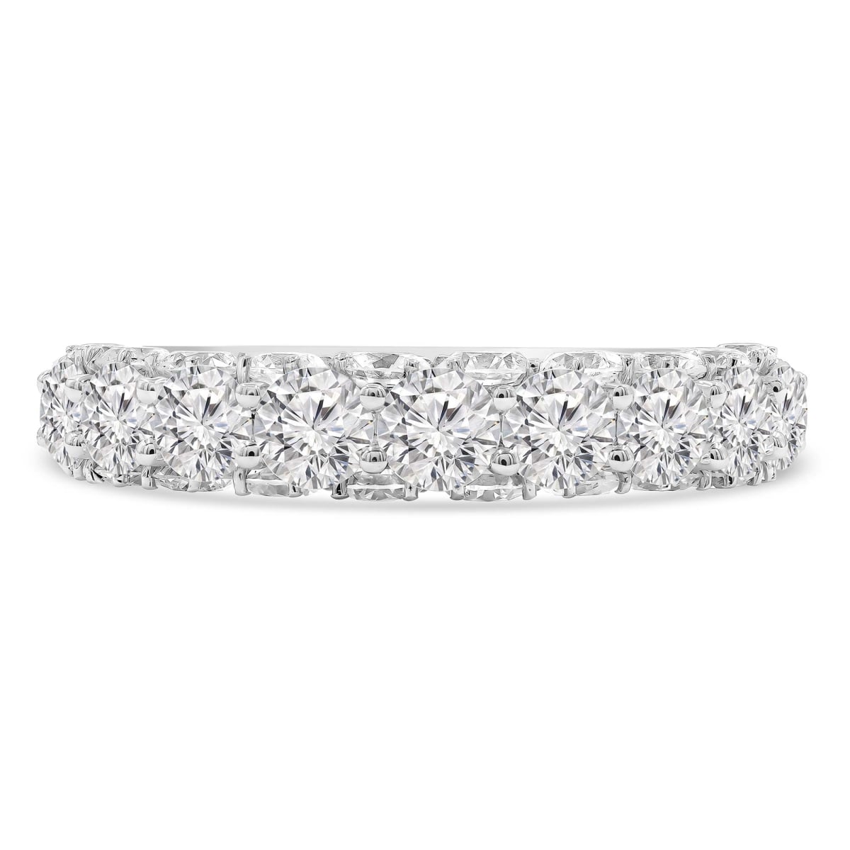 MD250268-7 2.25 CTW Round Diamond Shared Prong Semi-Eternity Anniversary Wedding Band Ring with Accented Profile - 18K White Gold - Size 7
