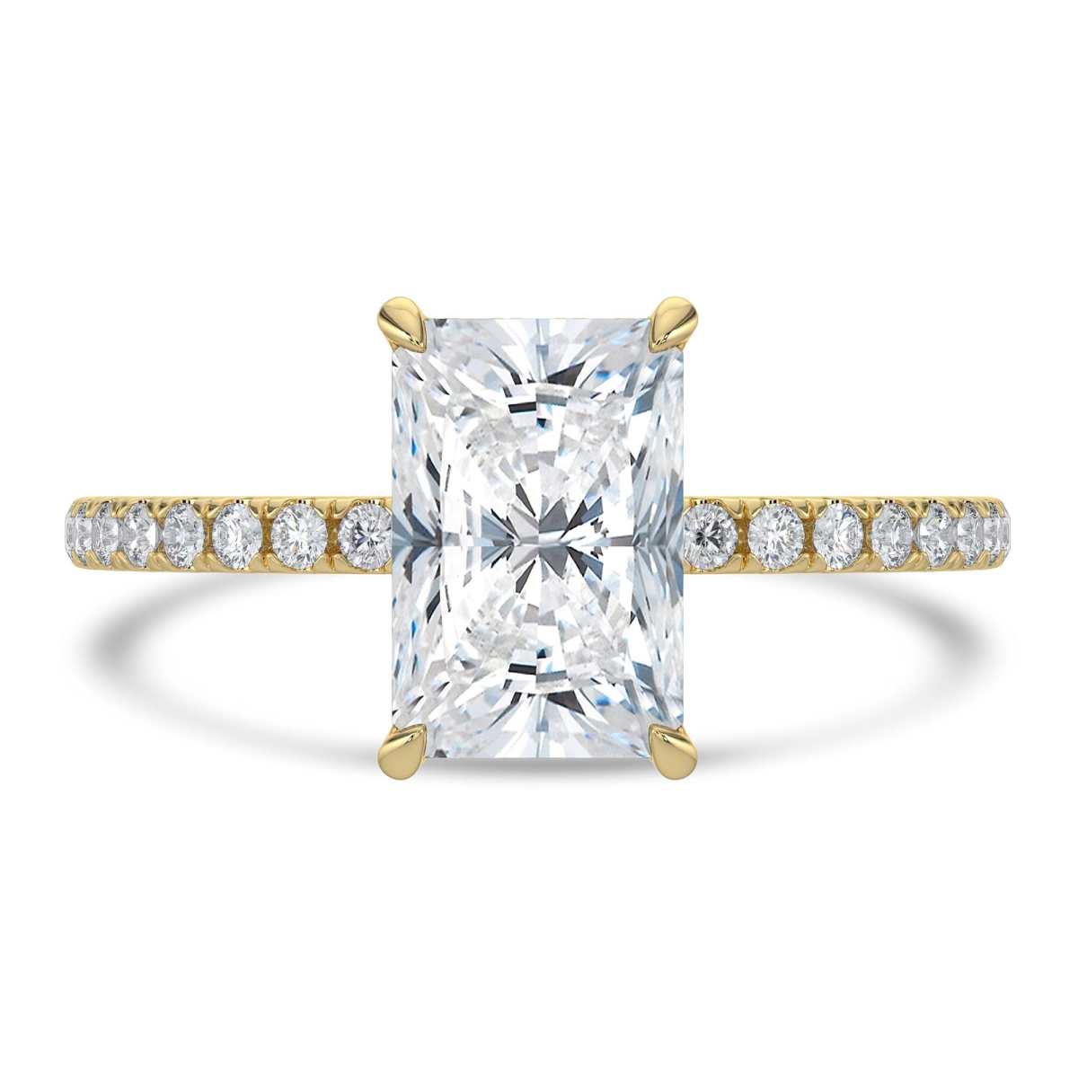 MD250300-7 1.87 CTW Radiant Lab Created Diamond Hidden Halo Solitaire with Accents Engagement Ring - 14K Yellow Gold - Size 7
