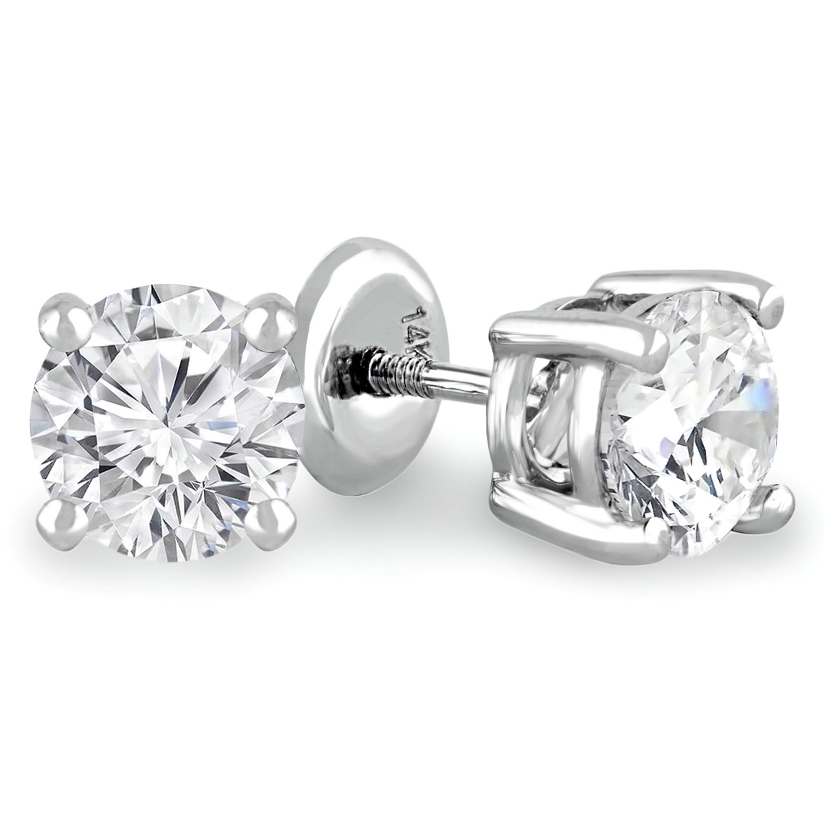 MD240338 0.75 CTW Round Lab Created Diamond 4-Prong 14K White Gold Stud Earrings