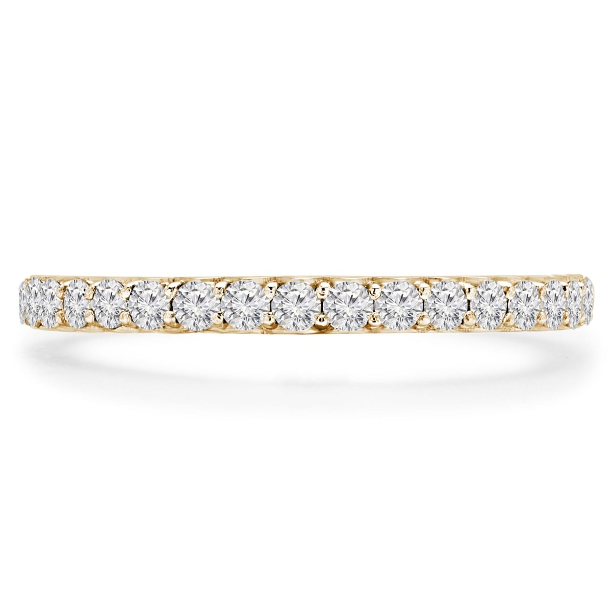 MD250238-9 0.4 CTW Round Lab Created Diamond 3 by 4 Way Shared-Prong Semi-Eternity Anniversary Wedding Band Ring - 14K Yellow Gold - Size 9