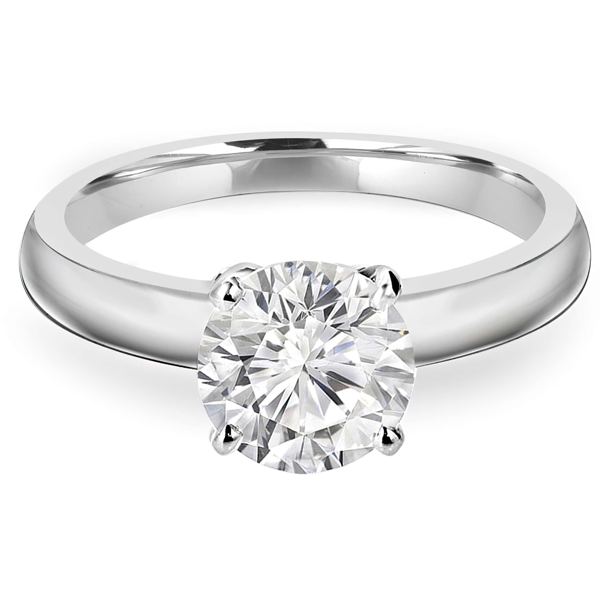 MD240442-5 0.66 CTW Round Diamond Solitaire Engagement Ring - 10K White Gold - Size 5