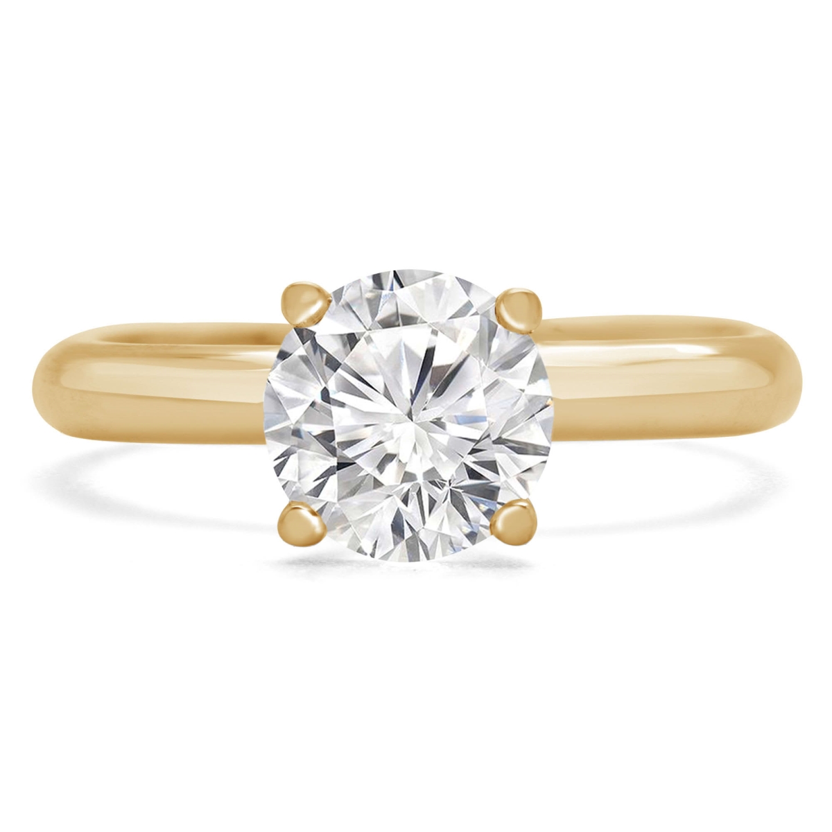 MD240436-9 14K Yellow Gold 1 CTW Round Diamond Solitaire Engagement Ring - Size 9