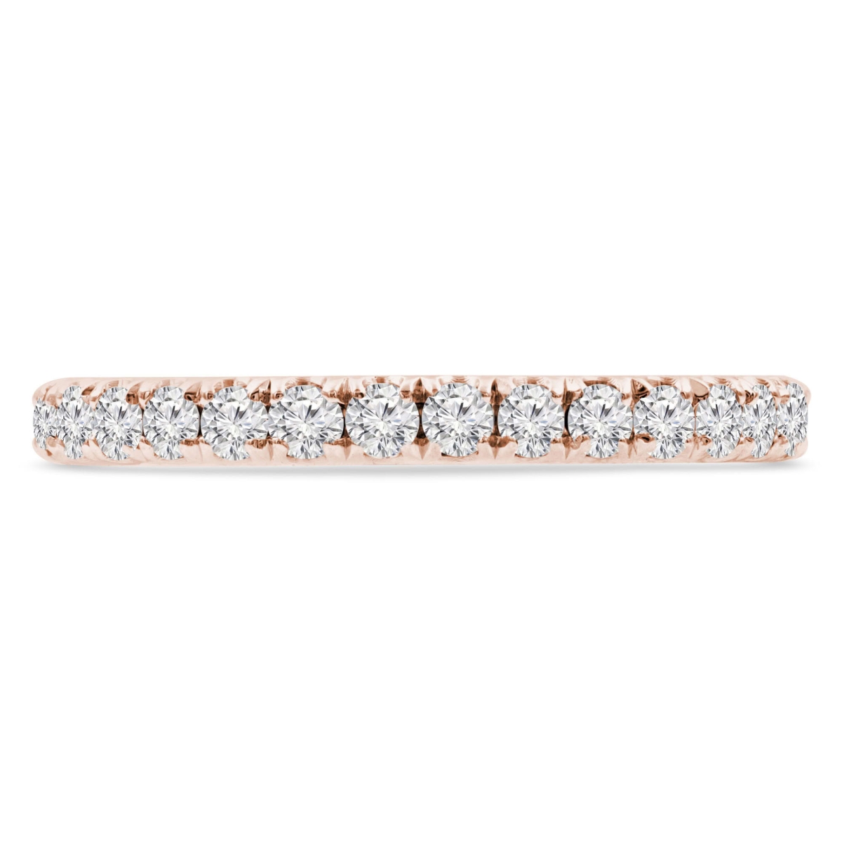 MD250045-5 0.5 CTW Round Lab Created Diamond 3 by 4 Way Semi-Eternity Anniversary Wedding Band Ring - 14K Rose Gold - Size 5
