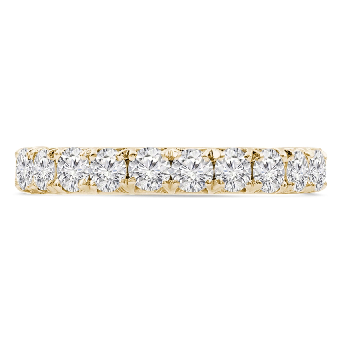 MD250070-5.5 1.12 CTW Round Lab Created Diamond 3 by 4 Way Semi-Eternity Anniversary Wedding Band Ring - 14K Yellow Gold - Size 5.5