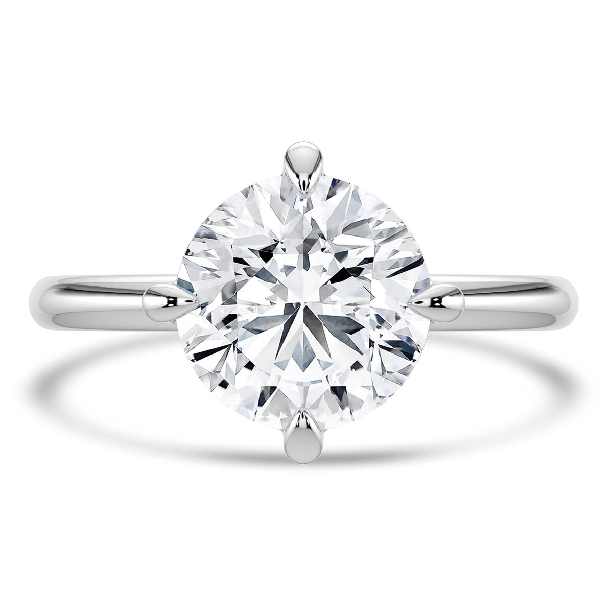 MD250402-9 2.4 CTW Round Lab Created Diamond Compass Prong Solitaire Engagement Ring - 14K White Gold - Size 9