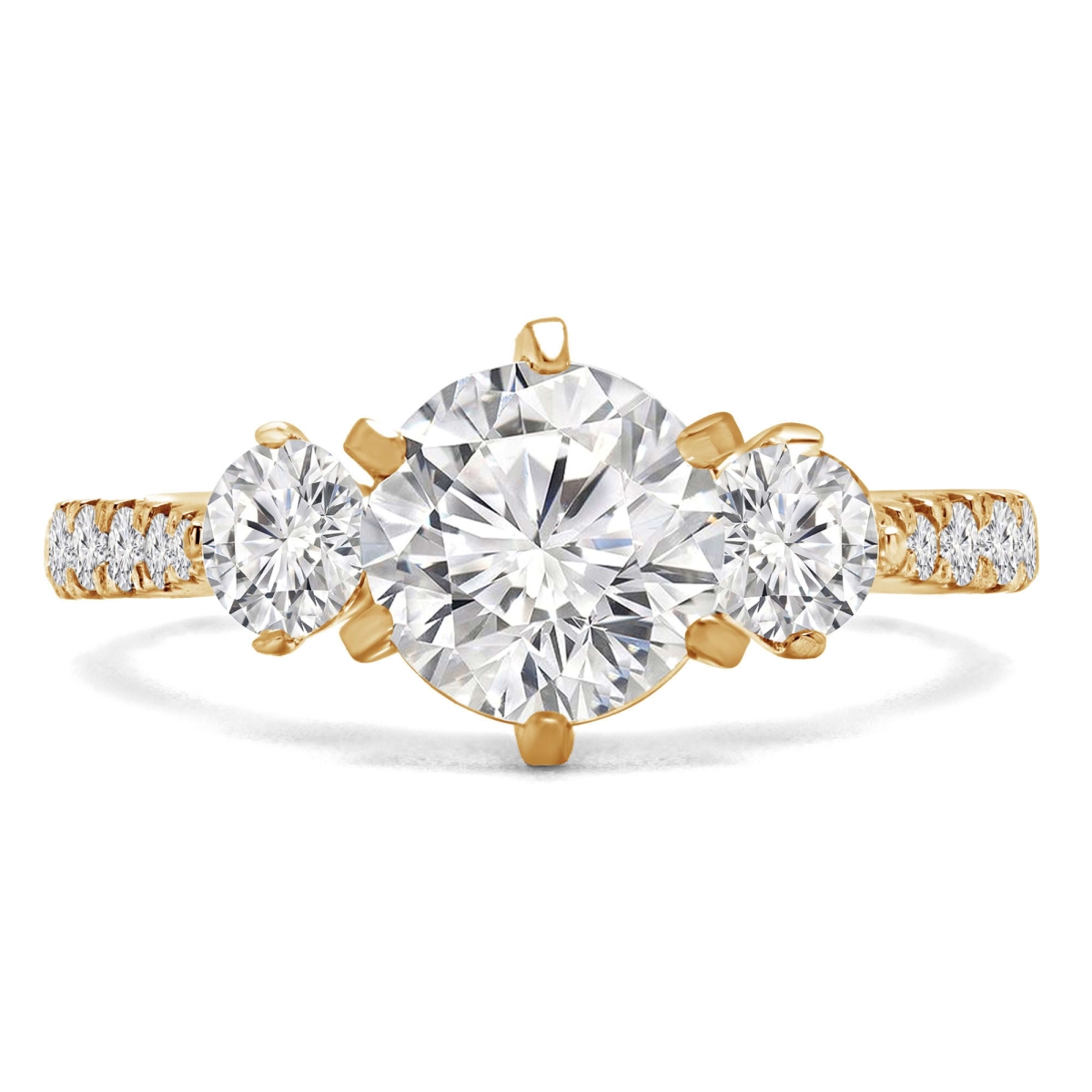 MD250017-5.5 1.16 CTW Round Lab Created Diamond Tapered Three-Stone Engagement Ring - 14K Yellow Gold - Size 5.5