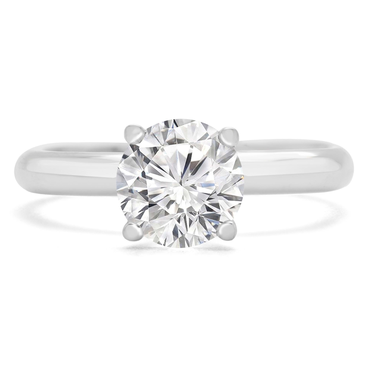 MD250237-5 1.6 CTW Round Lab Created Diamond Solitaire Engagement Ring - 18K White Gold - Size 5