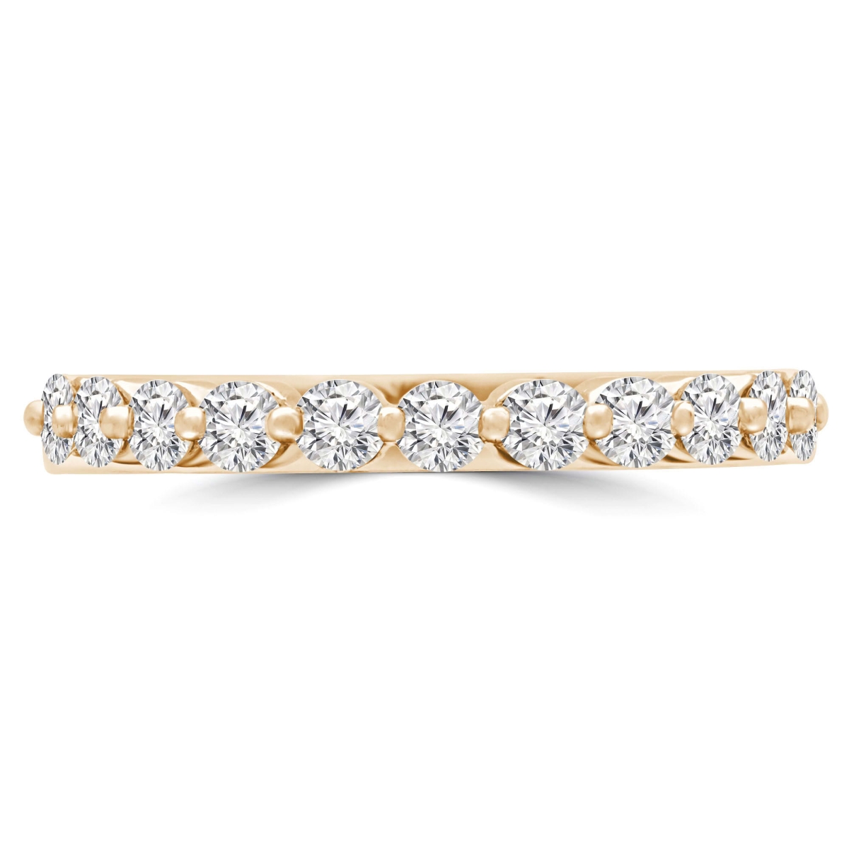 MD250076-7 14K Yellow Gold 0.5 CTW Round Lab Created Diamond Semi-Eternity Anniversary Wedding Band Ring - Size 7