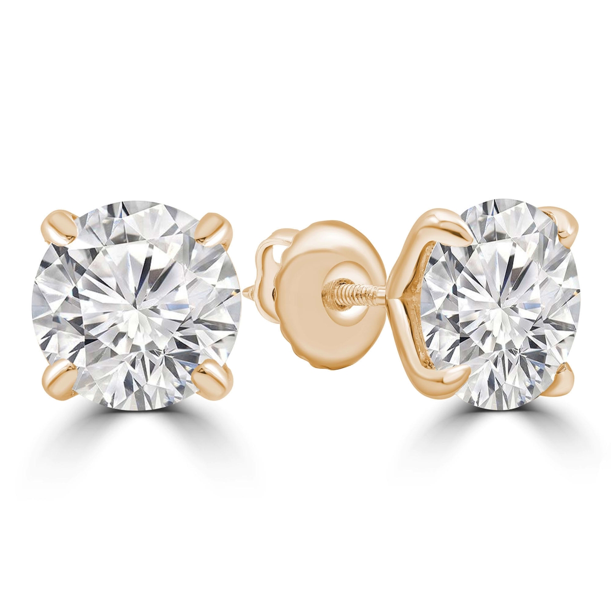 MD240414 0.75 CTW Round Lab Created Diamond 4-Prong Stud Earrings, 14K Yellow Gold