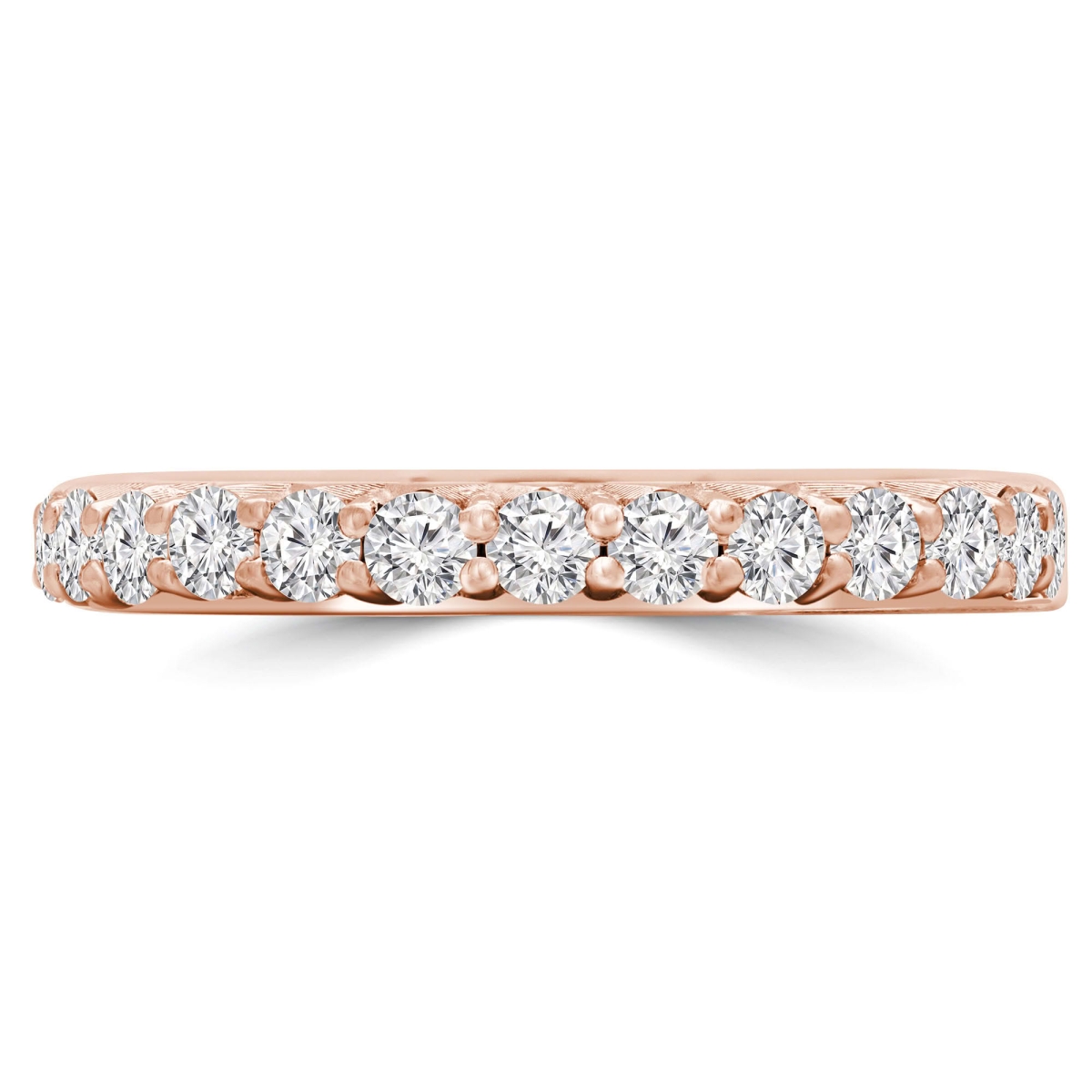 MD250060-7 0.75 CTW Round Lab Created Diamond 3 by 4 Way Shared Double Prong Semi-Eternity Anniversary Wedding Band Ring - 14K Rose Gold - Size 7